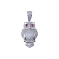 Rhodium Plated 925 Sterling Silver CZ Owl Hip Hop Pendant - SLP00267