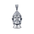 Rhodium Plated 925 Sterling Silver CZ Buddha Hip Hop Pendant - SLP00268