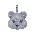 Rhodium Plated 925 Sterling Silver CZ Bear Hip Hop Pendant - SLP00271