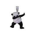 Rhodium Plated 925 Sterling Silver CZ Panda Hip Hop Pendant - SLP00272