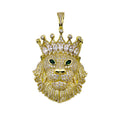 Gold Plated 925 Sterling Silver CZ King Lion Hip Hop Pendant - SLP00274GP
