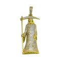 Gold Plated 925 Sterling Silver CZ Santa Muerte Hip Hop Pendant - SLP00277GP
