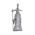Rhodium Plated 925 Sterling Silver CZ Santa Muerte Hip Hop Pendant - SLP00277RH