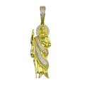 Gold Plated 925 Sterling Silver CZ St Jude Hip Hop Pendant - SLP00278GP
