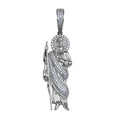 Rhodium Plated 925 Sterling Silver CZ St Jude Hip Hop Pendant - SLP00278RH