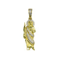 Gold Plated 925 Sterling Silver CZ St Jude Hip Hop Pendant - SLP00279GP