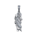 Rhodium Plated 925 Sterling Silver CZ St Jude Hip Hop Pendant - SLP00279RH