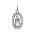 Rhodium Plated 925 Sterling Silver CZ Mary Hip Hop Pendant - SLP00280RH