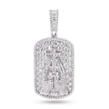 Rhodium Plated 925 Sterling Silver Praying Hands Cross Clear CZ Pendant - SLP00371