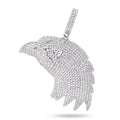 Rhodium Plated 925 Sterling Silver Eagle Head Clear CZ Pendant - SLP00401