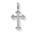 Rhodium Plated 925 Sterling Silver Cross Crosslet Baguette and Round Clear CZ 25mm x 35.8mm Pendant - SLP00446