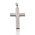 Rhodium Plated 925 Sterling Silver Nugget Cross 35.5mm x 53mm Pendant - SLP00478