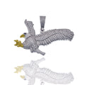 Rhodium Plated 925 Sterling Silver Eagle White and Yellow Enamel Iced Out 51mm x 28mm Pendant - SLP00481