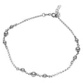 Rhodium Plated 925 Sterling Silver Trio Bead Design Anklet - SOA00001