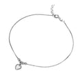 Rhodium Plated 925 Sterling Silver Dangling Heart Anklet - SOA00008
