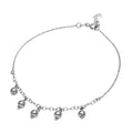 Rhodium Plated 925 Sterling Silver 5 Dangling Bead Anklet - SOA00010