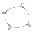 Rhodium Plated 925 Sterling Silver Heart and Bead Anklet - SOA00012