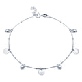 Rhodium Plated 925 Sterling Silver Round and Flat Circle Charm Anklet - SOA00016