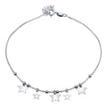 Rhodium Plated 925 Sterling Silver Star Charms Anklet - SOA00019