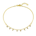 Gold Plated 925 Sterling Silver Dangling CZ Anklet - SOA00020