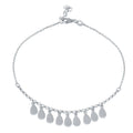 Rhodium Plated 925 Sterling Silver Dangling Teardrop Charm Anklet - SOA00021