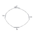 Rhodium Plated 925 Sterling Silver Dangling Bar Beads Charm Anklet - SOA00022