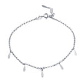 Rhodium Plated 925 Sterling Silver Dangling Bar Charm Anklet - SOA00023