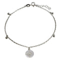Rhodium Plated 925 Sterling Silver Compass Disc with Dangling Beads Anklet - SOA00024
