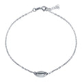 Rhodium Plated 925 Sterling Silver Clam Mouth Chain Anklet - SOA00028