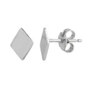Rhodium Plated 925 Sterling Silver Diamond-Shaped Stud Earrings - SOE00006