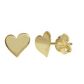 Gold Plated 925 Sterling Silver Flat Heart Stud Earrings - SOE00013