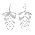 Rhodium Plated 925 Sterling Silver Dangling Chain Earrings - SOE00019