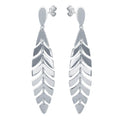 Rhodium Plated 925 Sterling Silver Dangling Flexible Leaves Earrings - SOE00028