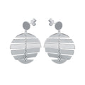 Rhodium Plated 925 Sterling Silver Dangling Flexible Disc Earrings - SOE00029