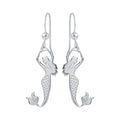 Rhodium Plated 925 Sterling Silver Dangling Mermaid Earrings - SOE00032