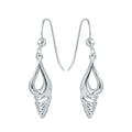Rhodium Plated 925 Sterling Silver Dangling Sea Shell Earrings - SOE00035