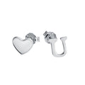 Rhodium Plated 925 Sterling Silver Heart and U Earrings - SOE00040
