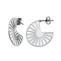Rhodium Plated 925 Sterling Silver Semi Hoop Fan Earring - SOE00041