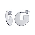 Rhodium Plated 925 Sterling Silver Semi Hoop Fan Disc Earring - SOE00043
