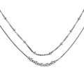 Rhodium Plated 925 Sterling Silver Double Chain Bead Necklace - SOP00057
