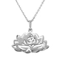 Rhodium Plated 925 Sterling Silver Chakra Lotus Flower Pendant Necklace - SOP00059