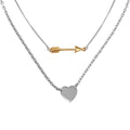 Rhodium Plated 925 Sterling Silver Double Link Arrow and Heart Pendant Necklace - SOP00061
