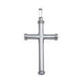 Rhodium Plated 925 Sterling Silver Large Cross Rod Pendant - SOP00075