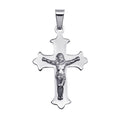 Rhodium Plated 925 Sterling Silver Flat Crucifix Pendant - SOP00083