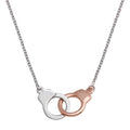 Rhodium Plated 925 Sterling Silver and Rose Gold Plated Handcuff Pendant Necklace - SOP00085