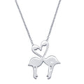 Rhodium Plated 925 Sterling Silver Flat Flamingo Pendant Necklace - SOP00086