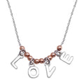 Rhodium Plated 925 Sterling Silver and Rose Gold Plated "Love" Necklace - SOP00088