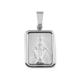 High Polished 925 Sterling Silver Square Mary Medallion Pendant - SOP00092