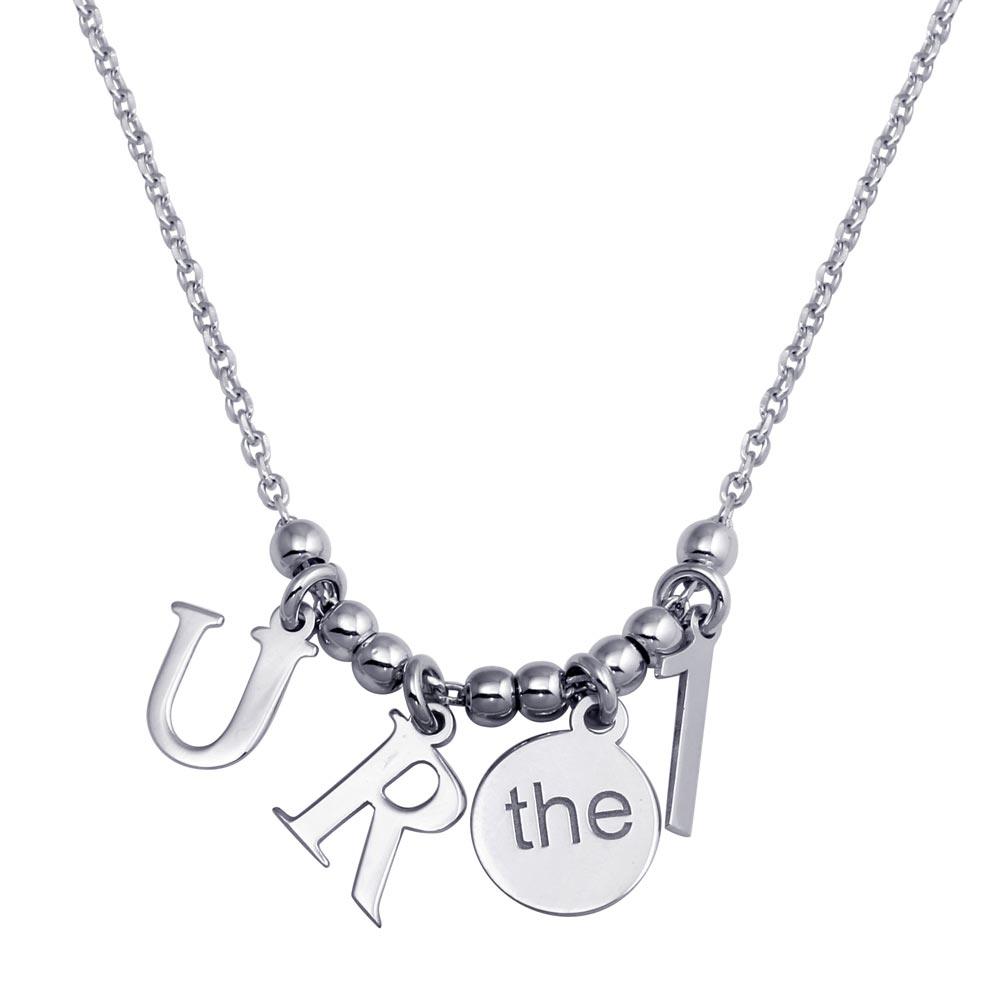 Rhodium Plated 925 Sterling Silver "RU the 1 Charm Necklace - SOP00111