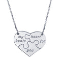 Rhodium Plated 925 Sterling Silver Puzzle Heart Necklace - SOP00114
